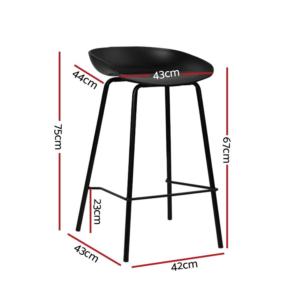 Set of 4 Metal Bar Stools - Black-1