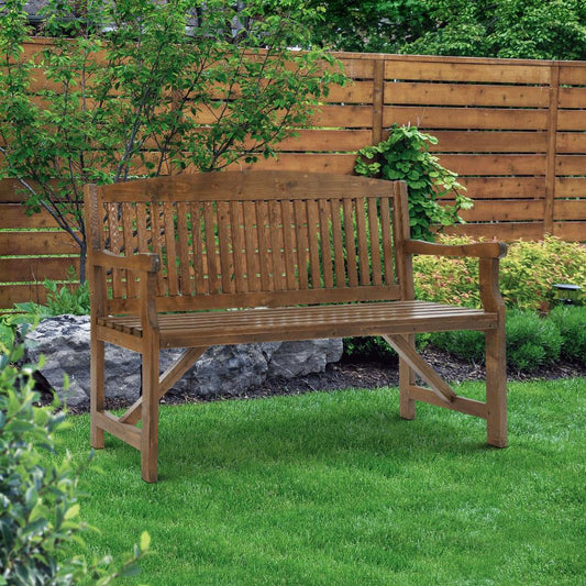 Wooden Garden Bench Chair Natural Outdoor Furniture Decor Patio Deck 3 Seater-0