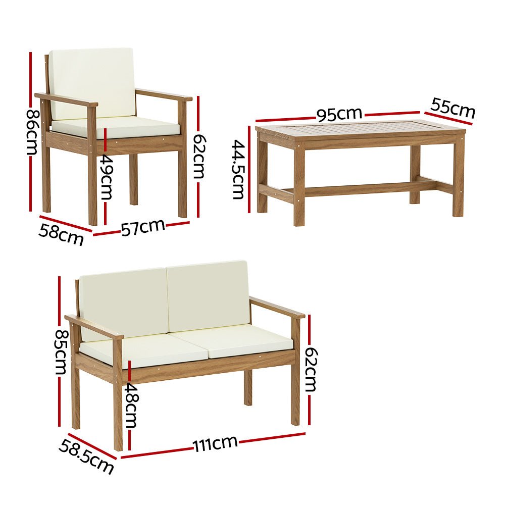 4 Seater Acacia Wood Lounge Setting-2