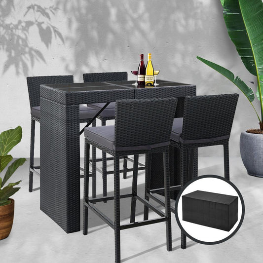 4 Seater Outdoor Rattan Bar Table Set-0