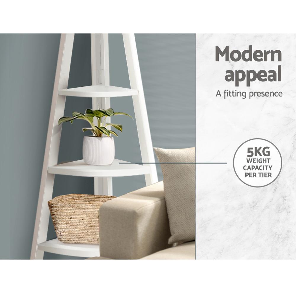 5 Tier Corner Ladder Display Shelf Home Storage Plant Stand Bookshelf-4