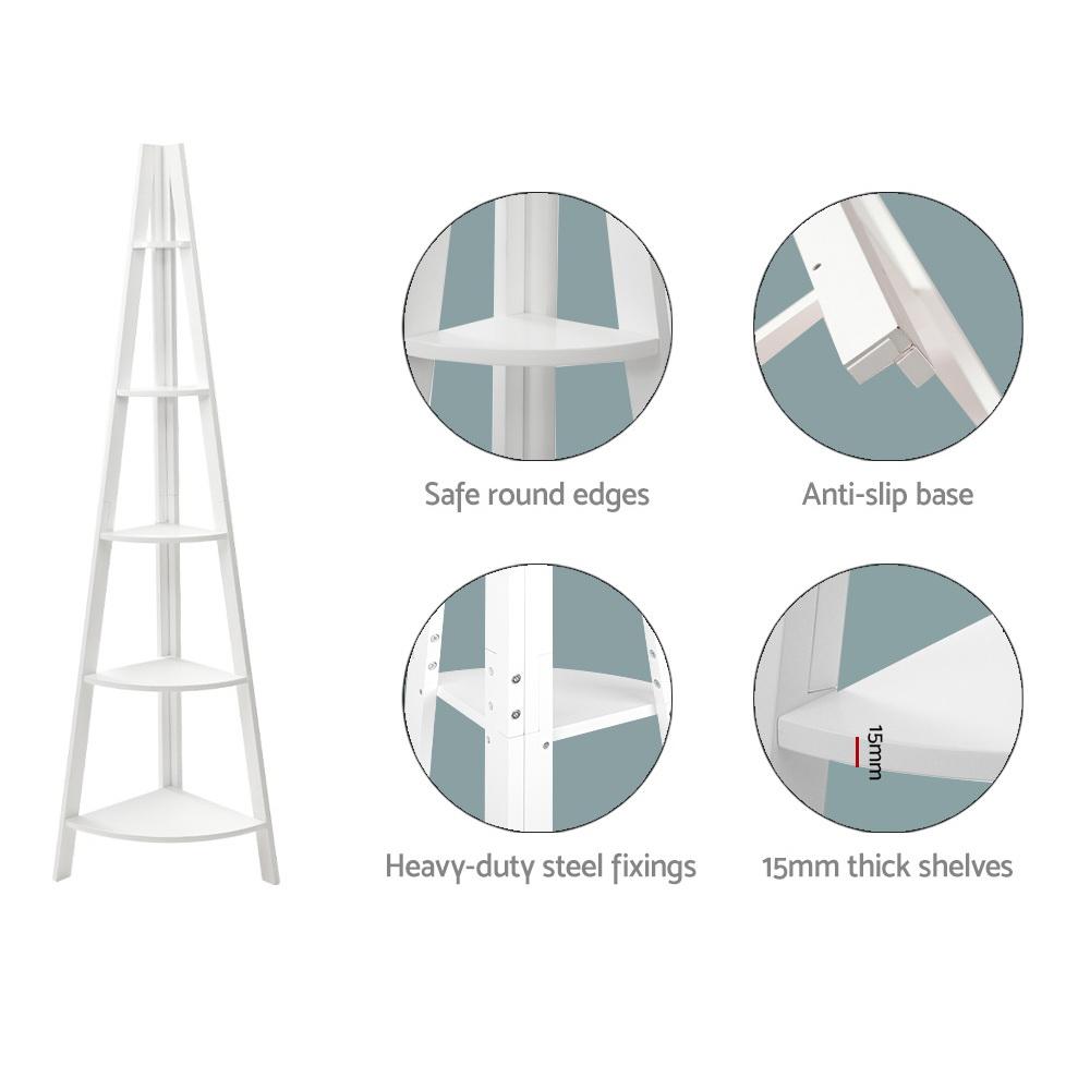 5 Tier Corner Ladder Display Shelf Home Storage Plant Stand Bookshelf-5