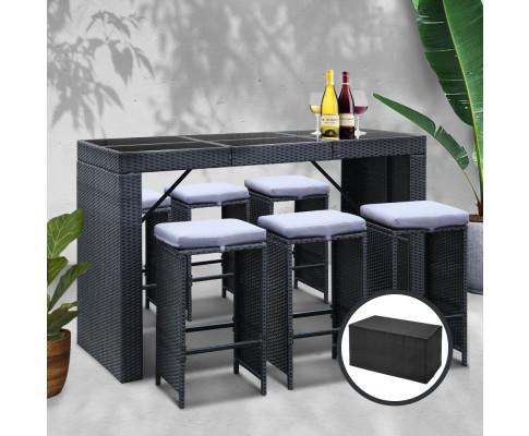7 Piece Outdoor Bar Style Table Set-0