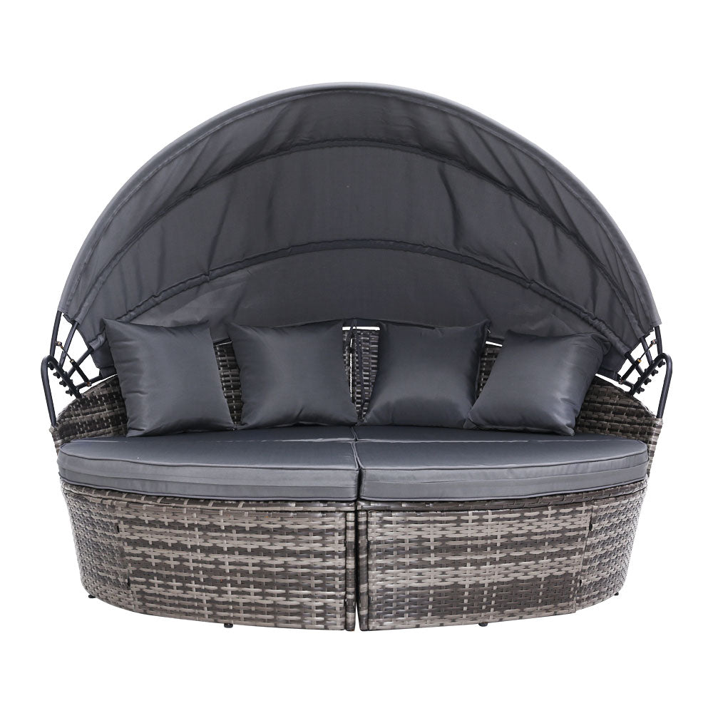 Outdoor Daybed Sun Lounge Set - Grey-3