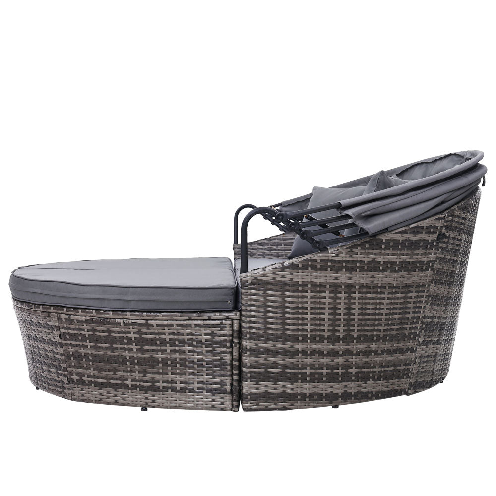 Outdoor Daybed Sun Lounge Set - Grey-4