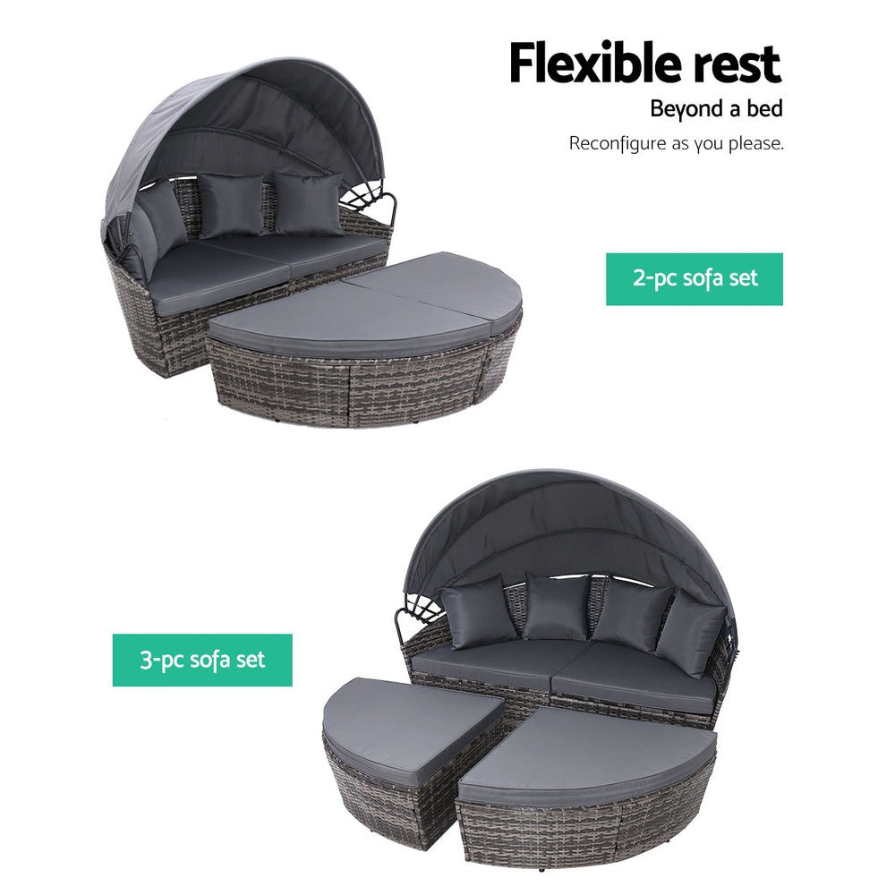 Outdoor Daybed Sun Lounge Set - Grey-6