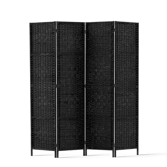 4 Panel Room Divider Screen Privacy Timber Foldable Dividers Stand Black-0