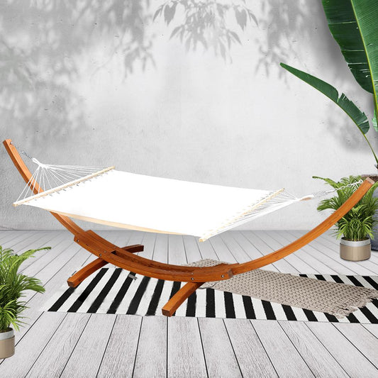 Double Hammock with Wooden Stand-0