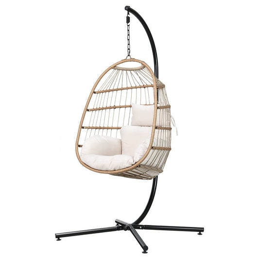 Egg Swing Chair Hammock With Stand Outdoor Furniture Hanging Wicker Seat-0