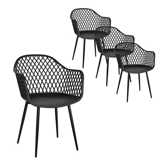 Set of 4 Outdoor Dining Chairs Black-0