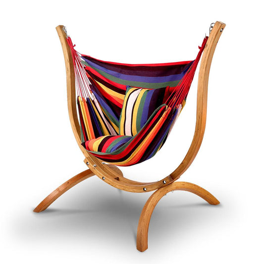 Hammock with Wooden Hammock Stand-0