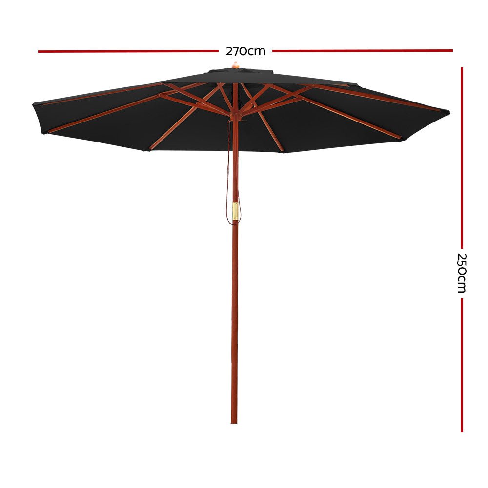 Outdoor Umbrella 2.7M Pole Cantilever Stand Garden Umbrellas Patio Black-1