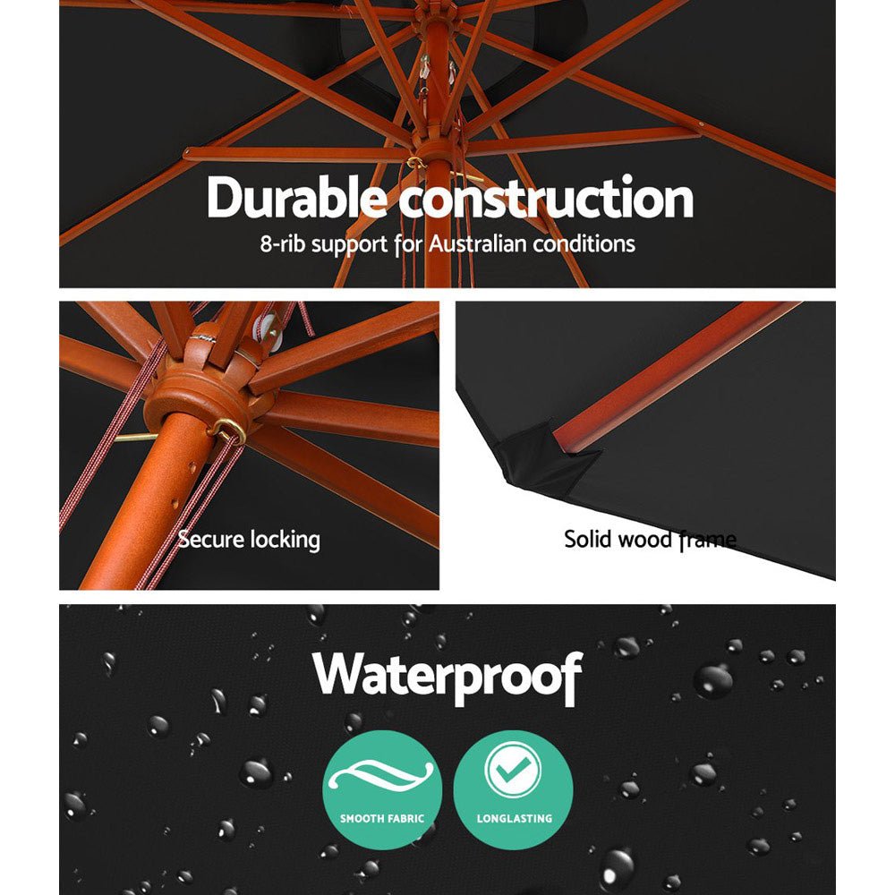 Outdoor Umbrella 2.7M Pole Cantilever Stand Garden Umbrellas Patio Black-4