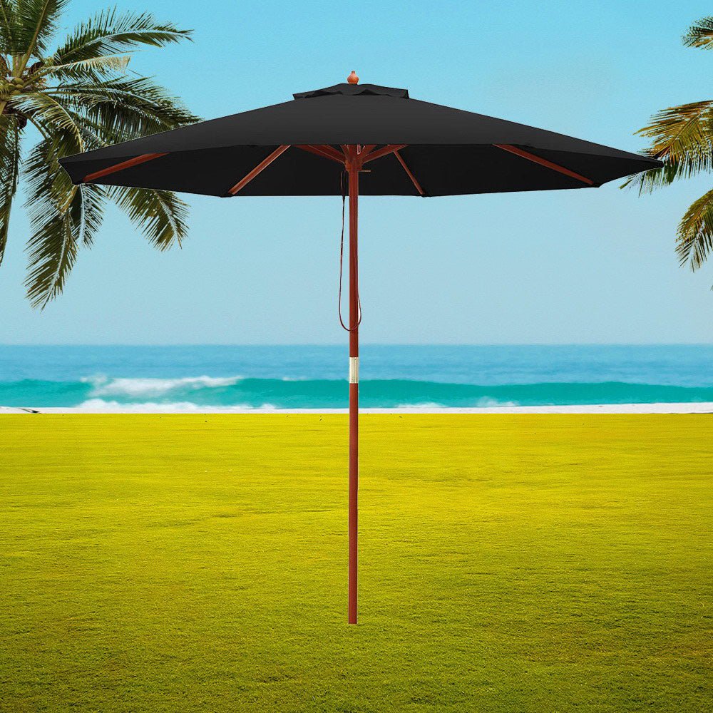 Outdoor Umbrella 2.7M Pole Cantilever Stand Garden Umbrellas Patio Black-6
