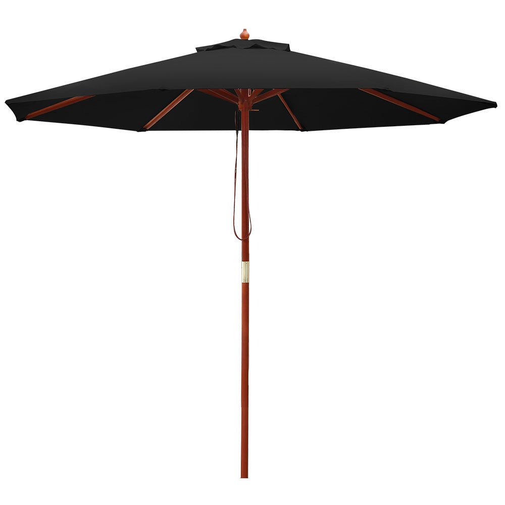 Outdoor Umbrella 2.7M Pole Cantilever Stand Garden Umbrellas Patio Black-0