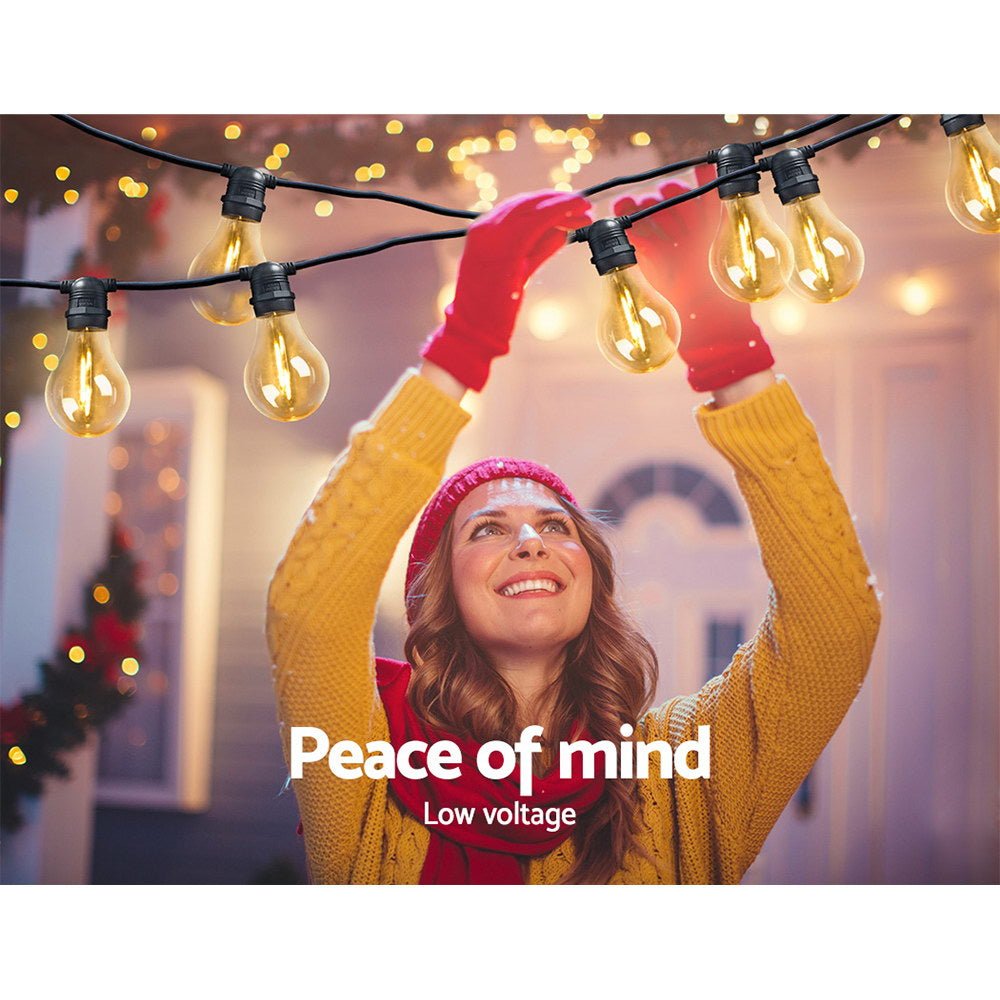 59m Festoon String Lights LED Outdoor Wedding Party Garden Decor-5