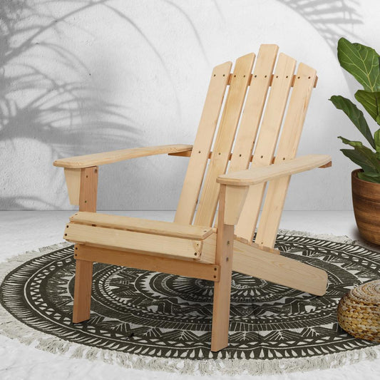Outdoor Adirondack Style Chair (Light Wood)-0