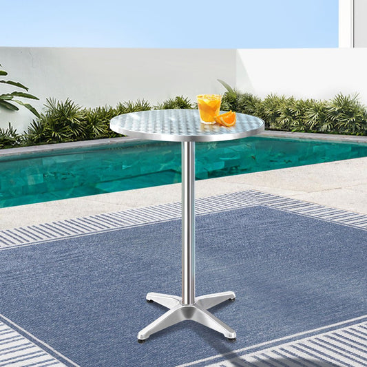 Outdoor Bar Table Adjustable Aluminium Round 70-110cm-0
