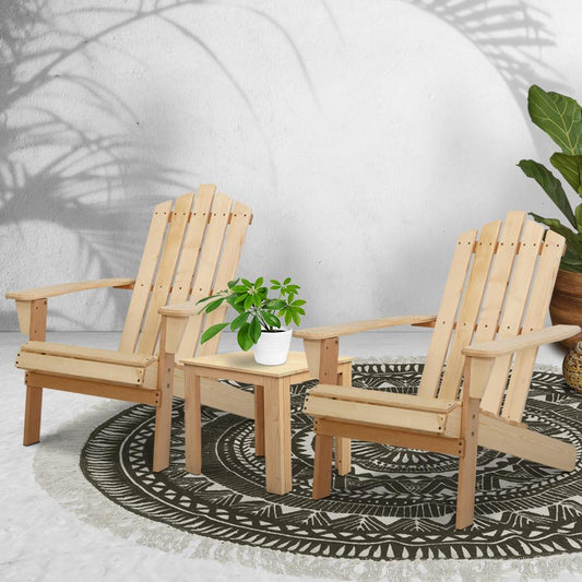 Outdoor Beach Style Lounge Set (Natural Wood)-0