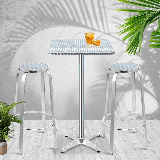 Outdoor Bistro Set Square Bar Table & Stools-0