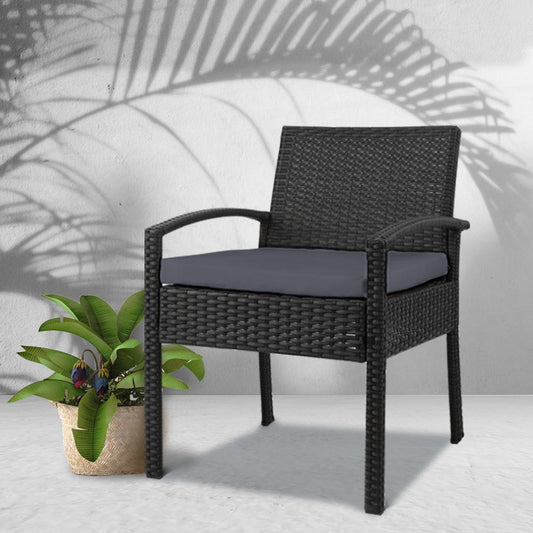 Outdoor Furniture Bistro Wicker Chair (Black)-0