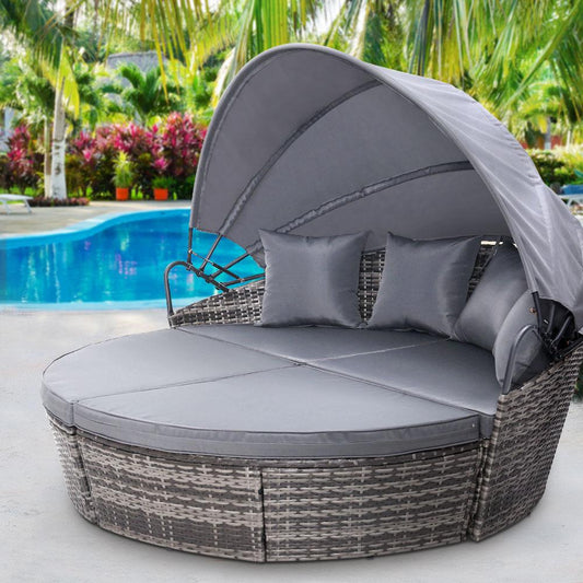 Outdoor Daybed Sun Lounge Set - Grey-0