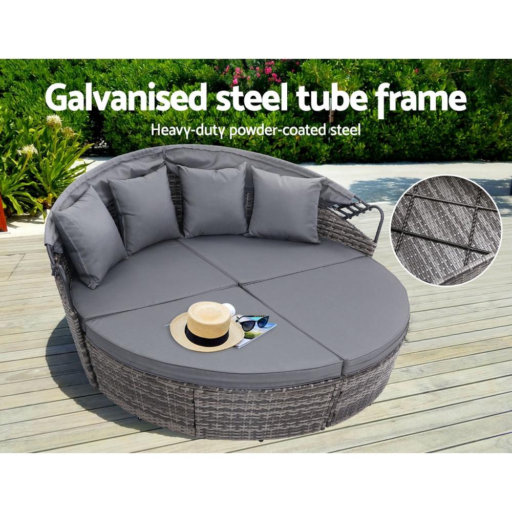 Outdoor Daybed Sun Lounge Set - Grey-7