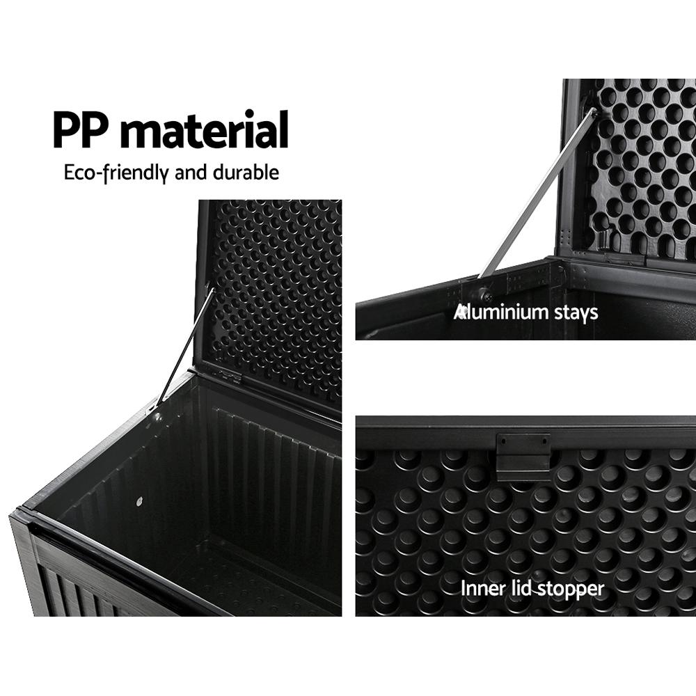 Outdoor Storage Box Container Garden Toy Indoor Tool Chest Sheds 270L Black-5