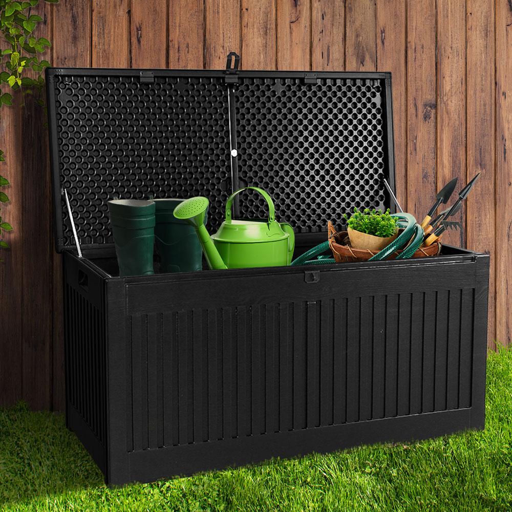 Outdoor Storage Box Container Garden Toy Indoor Tool Chest Sheds 270L Black-7