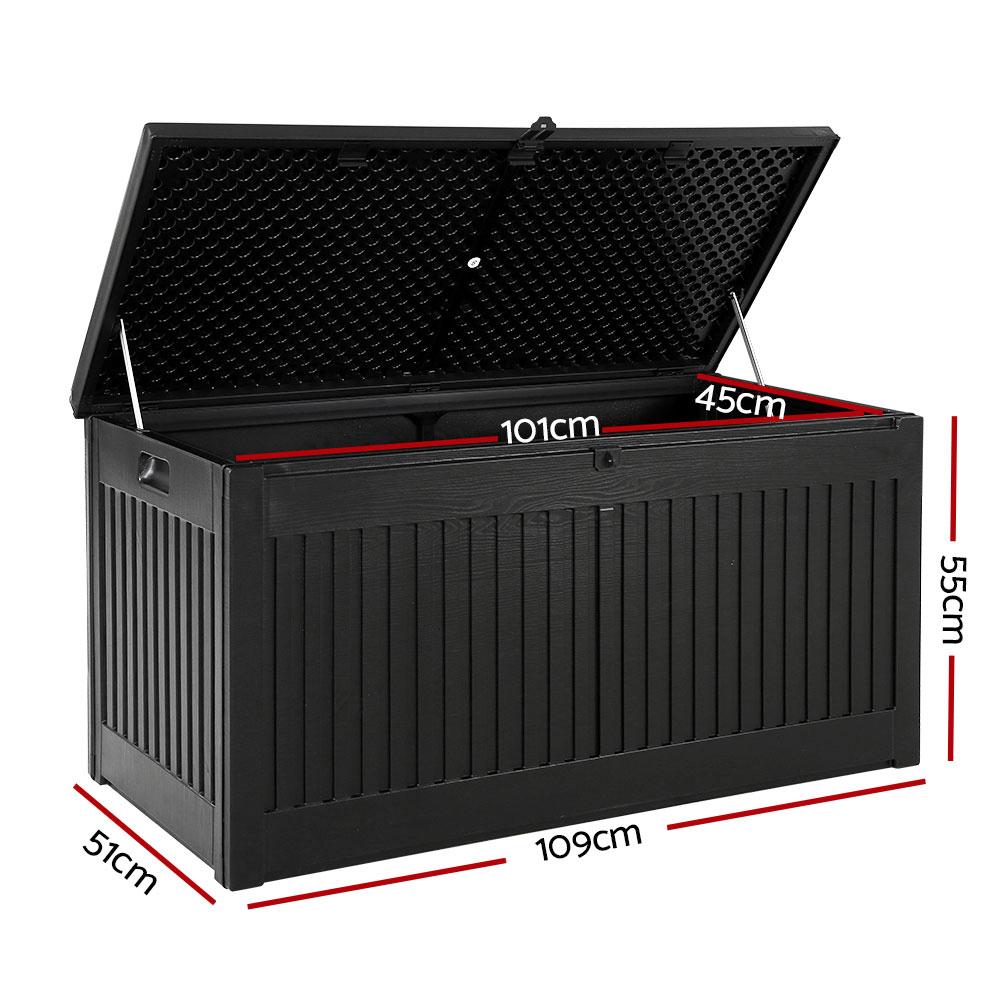 Outdoor Storage Box Container Garden Toy Indoor Tool Chest Sheds 270L Black-1