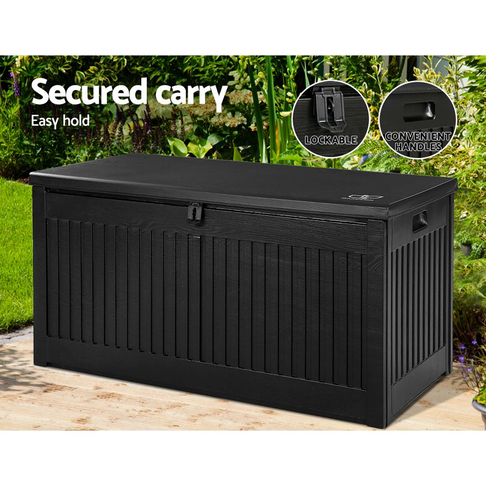 Outdoor Storage Box Container Garden Toy Indoor Tool Chest Sheds 270L Black-6