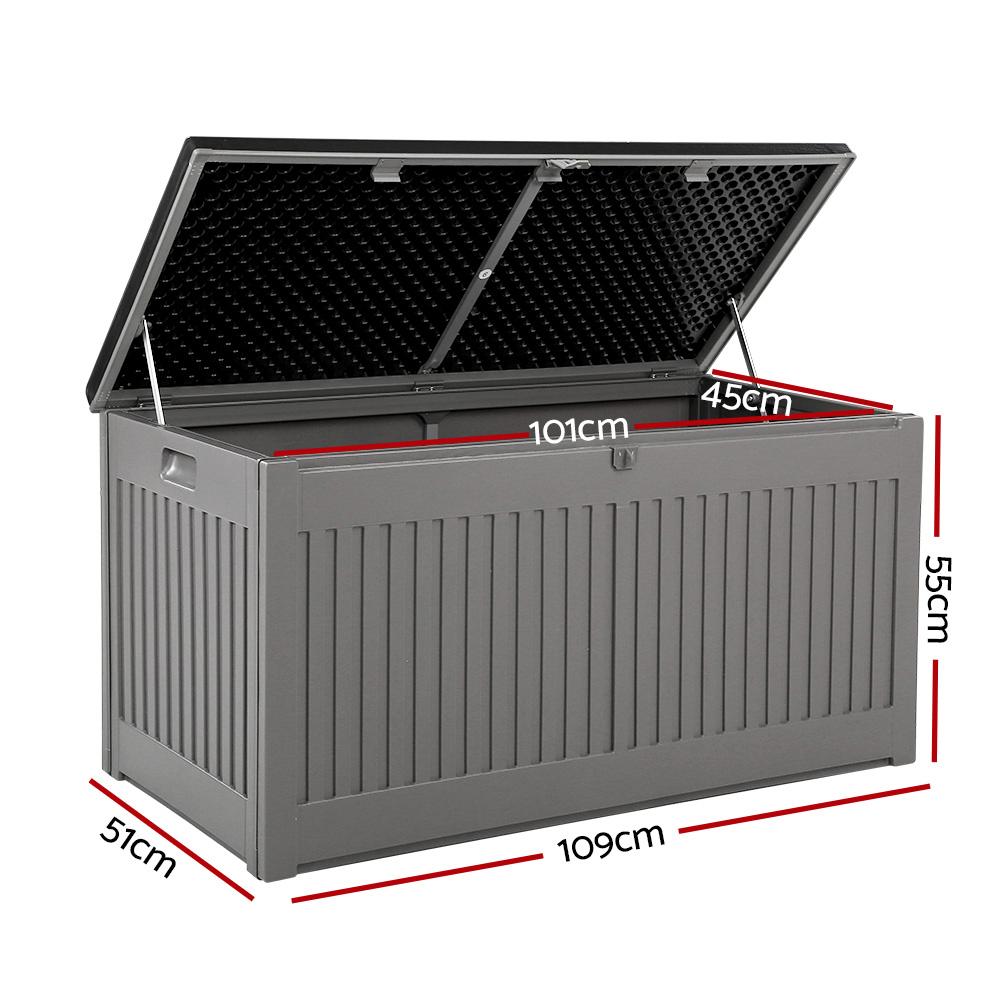 Outdoor Storage Box Container Garden Toy Indoor Tool Chest Sheds 270L Dark Grey-1