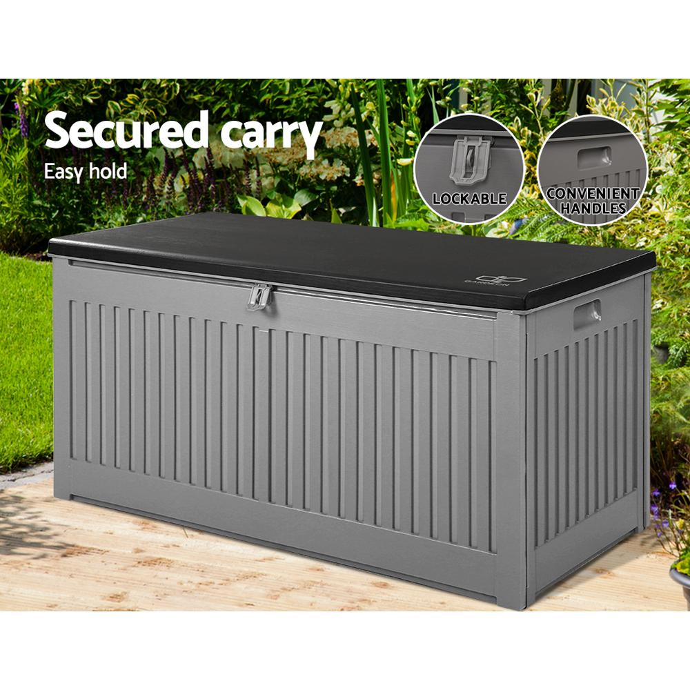 Outdoor Storage Box Container Garden Toy Indoor Tool Chest Sheds 270L Dark Grey-6