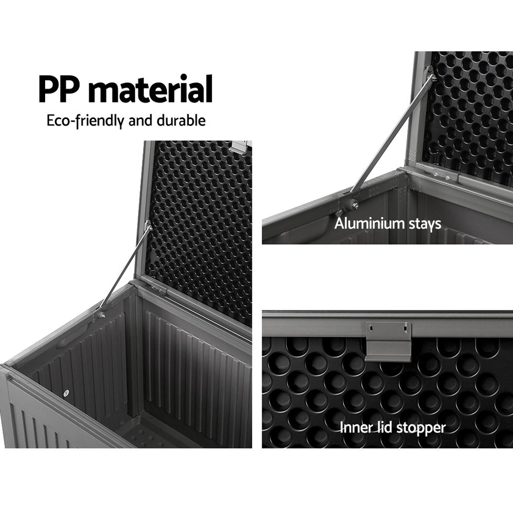 Outdoor Storage Box Container Garden Toy Indoor Tool Chest Sheds 270L Dark Grey-5