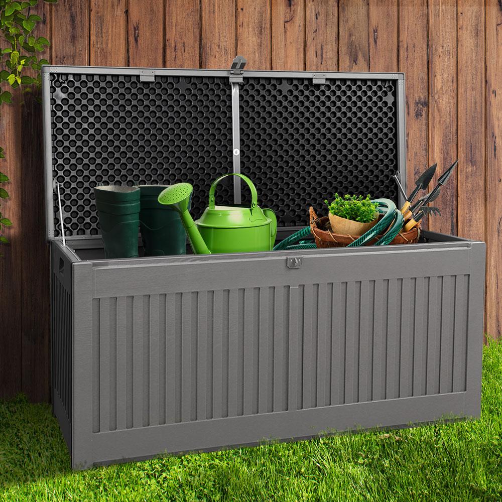 Outdoor Storage Box Container Garden Toy Indoor Tool Chest Sheds 270L Dark Grey-7