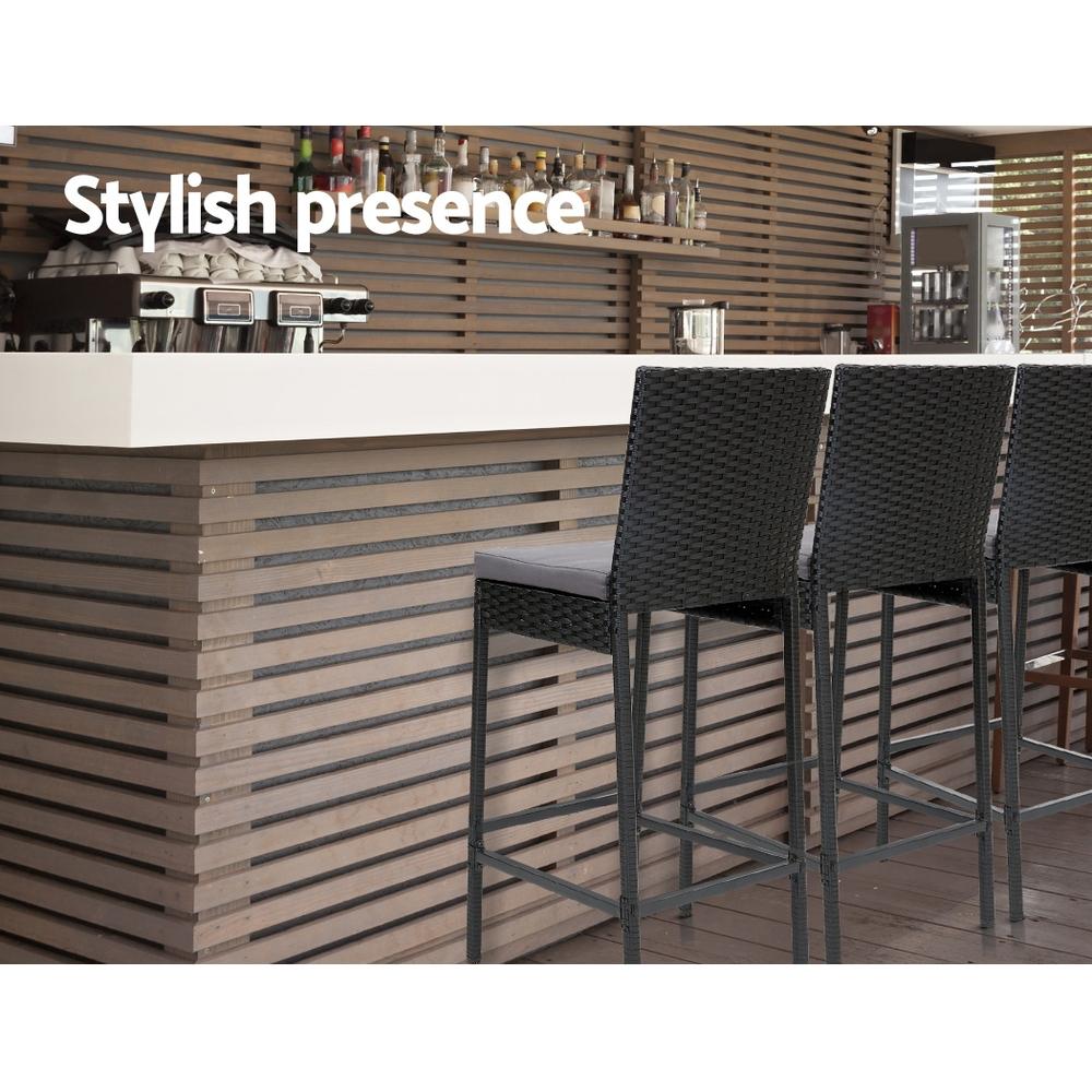 Outdoor Wicker Bar Stools (Set of 4)-1