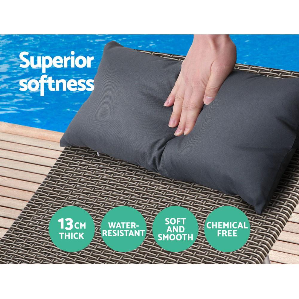 Outdoor Sun Lounge Furniture Wicker Day Bed (Grey)-6