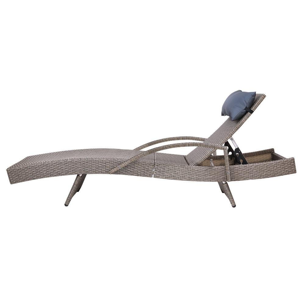 Outdoor Sun Lounge Furniture Wicker Day Bed (Grey)-3
