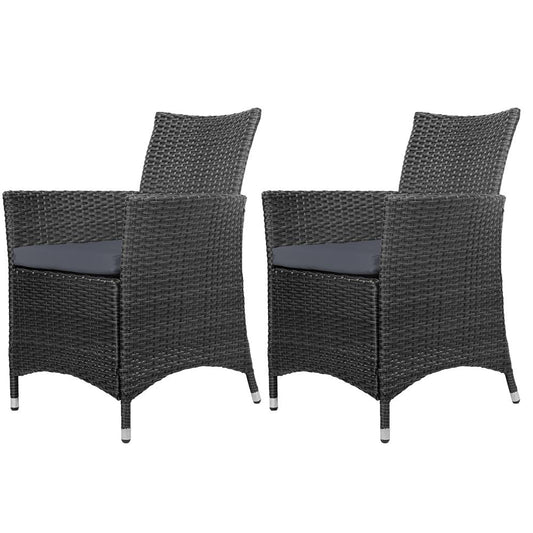 Set of 2 Outdoor Bistro Set Chairs Patio Furniture Dining Wicker Garden Cushion-0