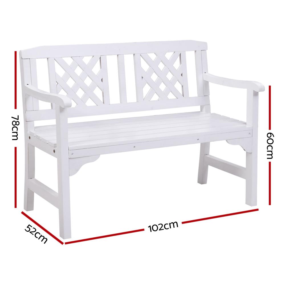 Wooden Garden Bench (White)-2