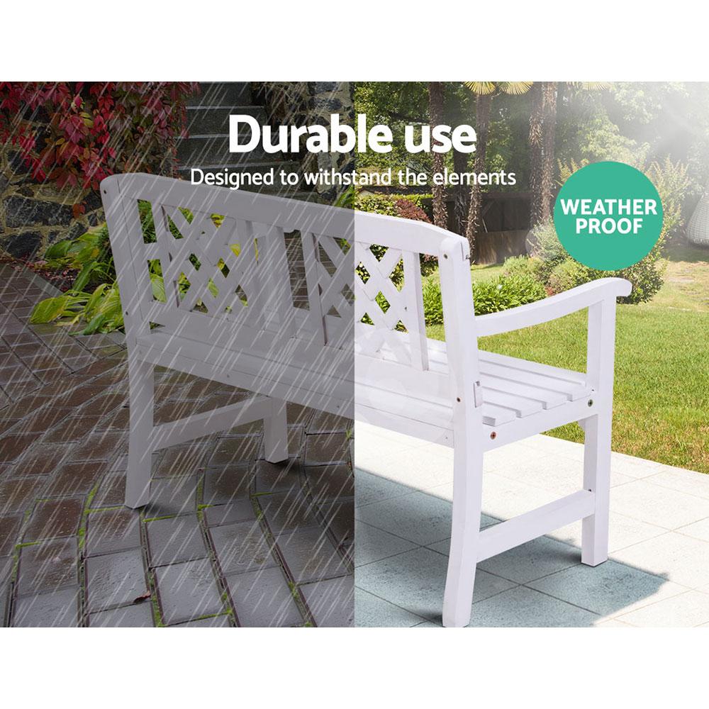 Wooden Garden Bench (White)-8