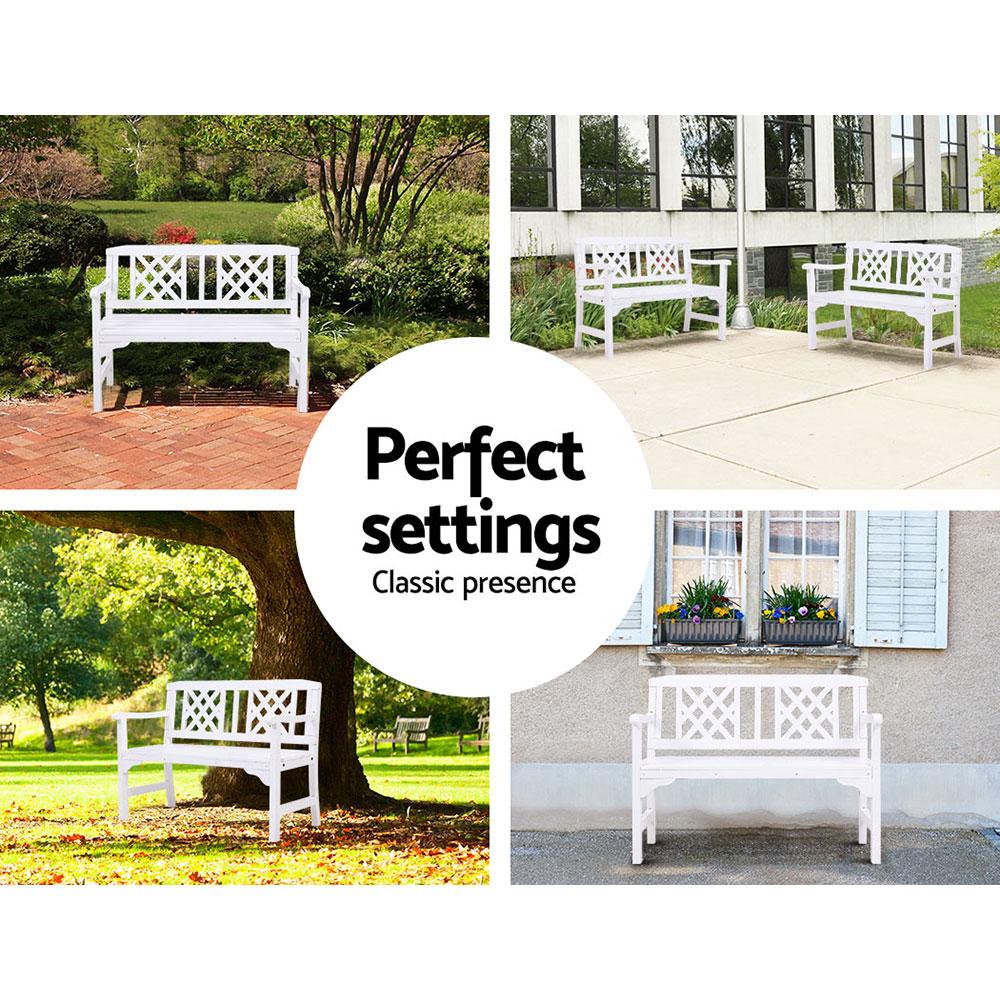 Wooden Garden Bench (White)-10