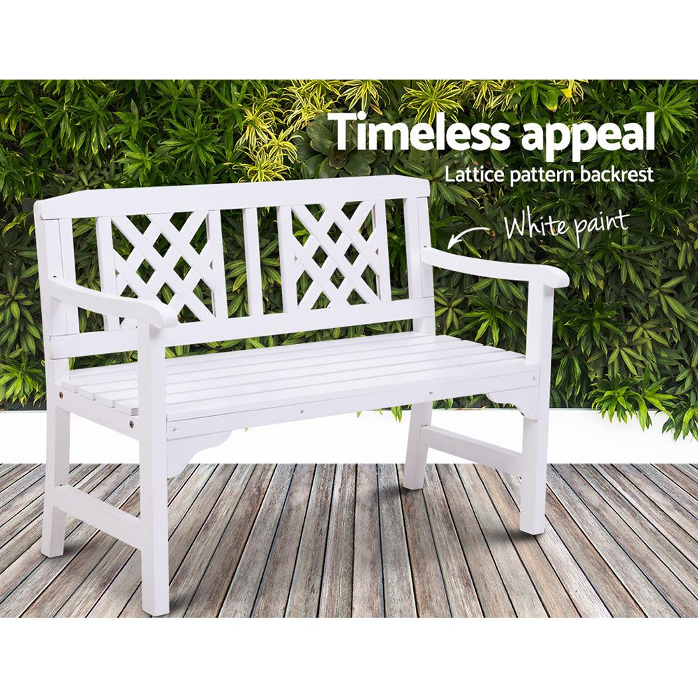 Wooden Garden Bench (White)-6