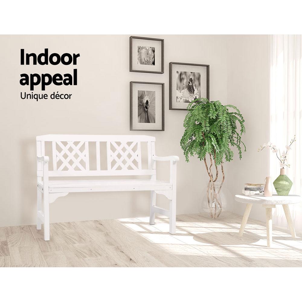 Wooden Garden Bench (White)-9