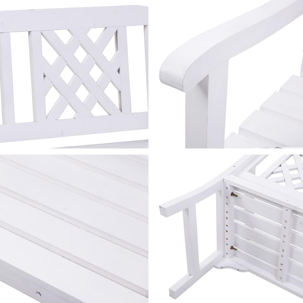 Wooden Garden Bench (White)-5