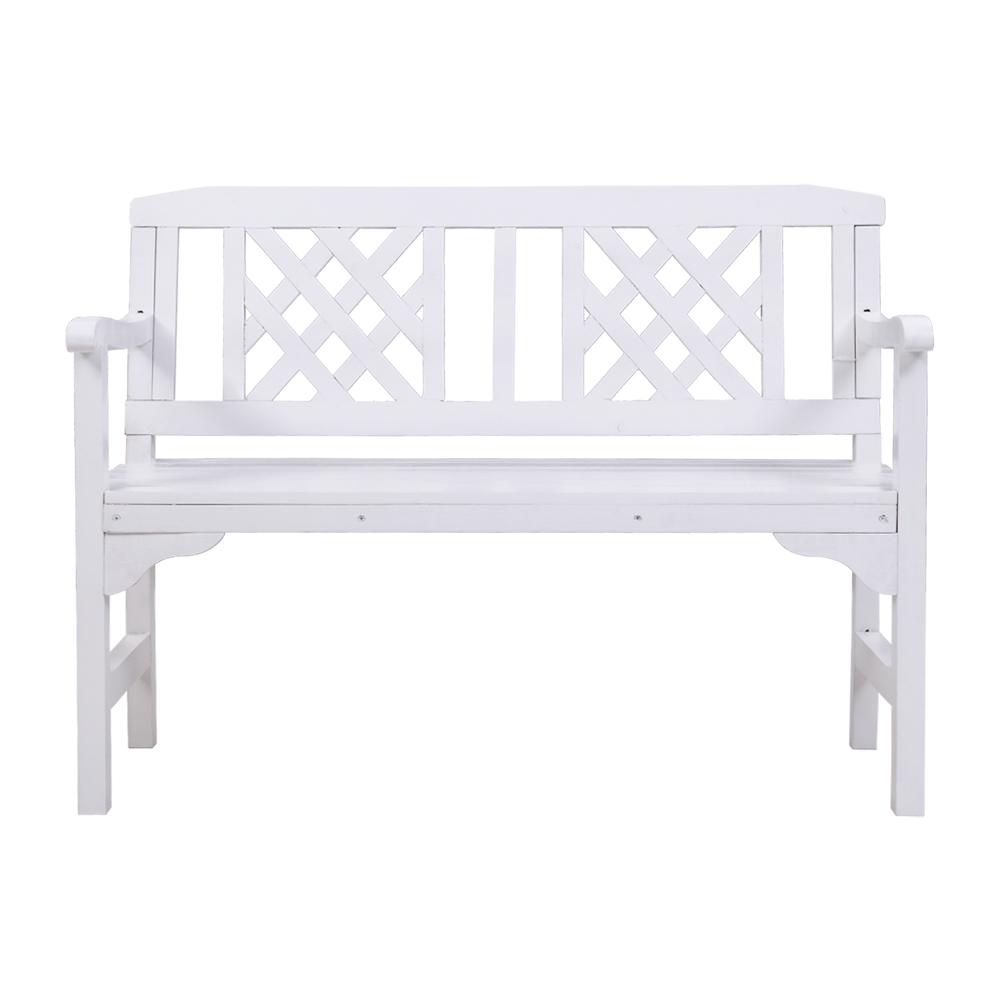 Wooden Garden Bench (White)-3