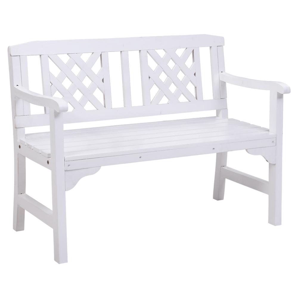 Wooden Garden Bench (White)-1