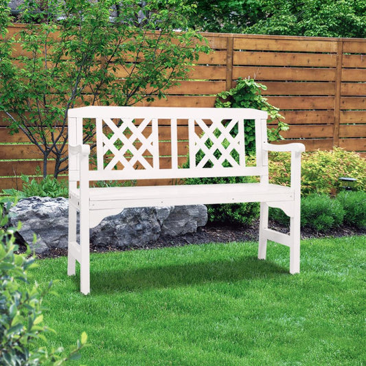 Wooden Garden Bench (White)-0