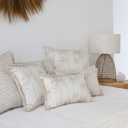 Cushion Cover-Coastal Fringe-Tall Palms Beige-35cm x 50cm-2