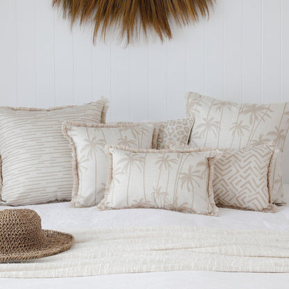 Cushion Cover-Coastal Fringe-Tall Palms Beige-35cm x 50cm-1